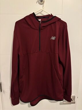 New Balance Men's Maroon Half-Zip Performance Hoodie